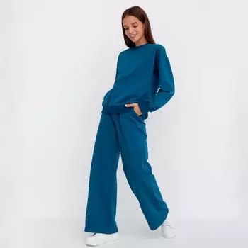 Комплект женский (свитшот/брюки), цвет петроль, размер 52