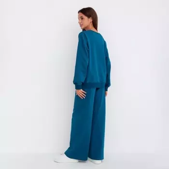 Комплект женский (свитшот/брюки), цвет петроль, размер 44