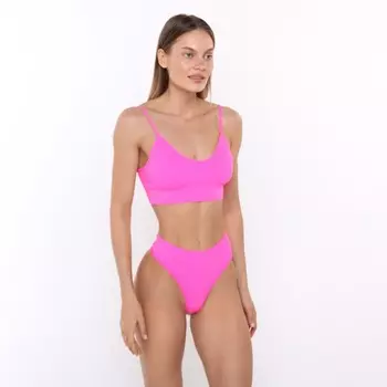 Комплект женский (топ,стринги), цвет розовый, размер 42-46