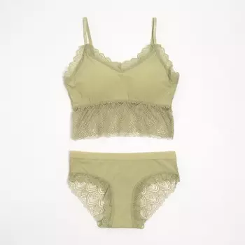 Комплект женский (топ, трусы) цвет олива, размер 42-44