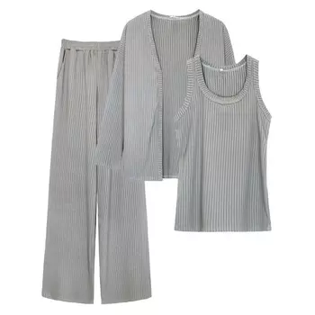 Комплект женский: жакет, майка брюки, размер 44, цвет графит