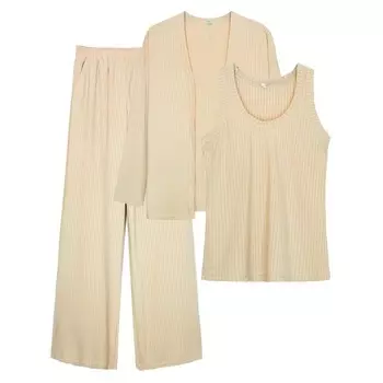 Комплект женский: жакет, майка брюки, размер 44, цвет молочный