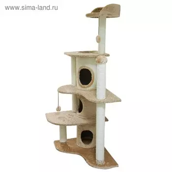 Комплекс для кошек "Зооник", многоуровневый, сизаль.74,5 х 70,5 х 165 см, бежевый