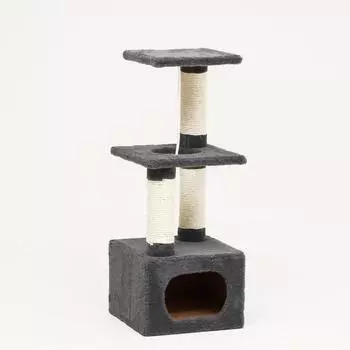 Комплекс с домом, лежанками, когтеточками, 35 х 35 х 105 см, серый