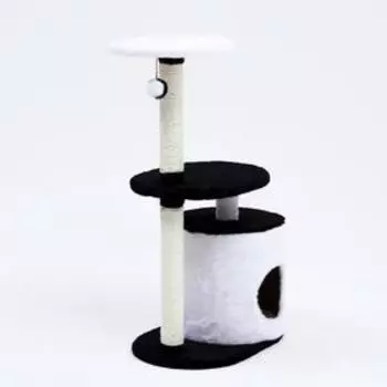 Комплекс с домом, лежанками, когтеточками, 55 х 35 х 95 см, чёрно-белый