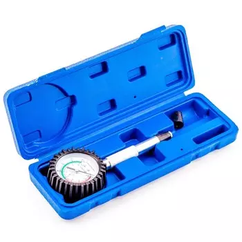 Компрессометр TOPAUTO "Прижимной", манометр в резиновом чехле, пластиковый кейс