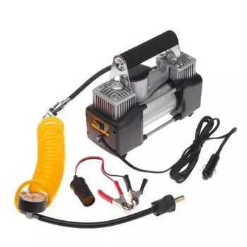 Компрессор автомобильный Cartage, двухпоршневой, 12 В, 70 л/мин, серебристый