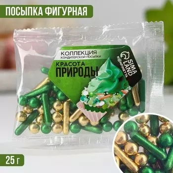 Посыпка кондитерская фигурная пасха: золотая, зеленая, 25 г.