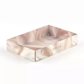 Кондитерская упаковка, коробка для макарун с PVC крышкой, For you, 17 х 12 х 3.5 см