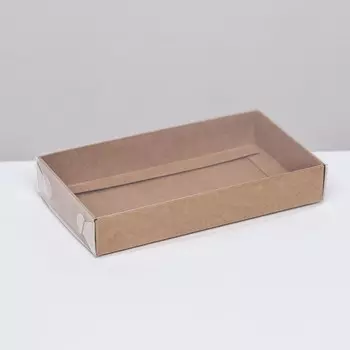 Кондитерская упаковка, крафт с PVC крышкой, 18 х 10 х 3 см