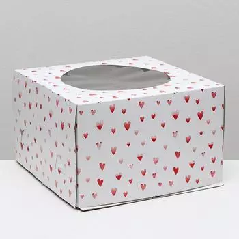 Кондитерская упаковка с окном, "Сердечки", 30 х 30 х 19 см, набор 5 шт.