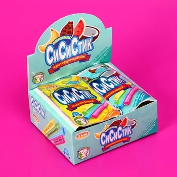 Конфета мягкая "СИ СИ СТИК", кокос, арбуз, банан, шоколад, с тату, 5 г