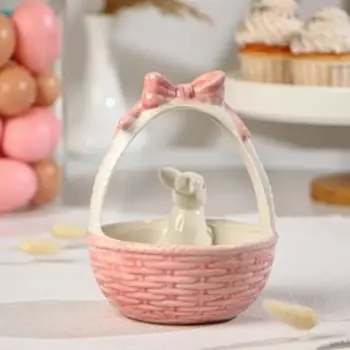 Конфетница Доляна «Зайка», 360 мл, 12.516 см, розовая