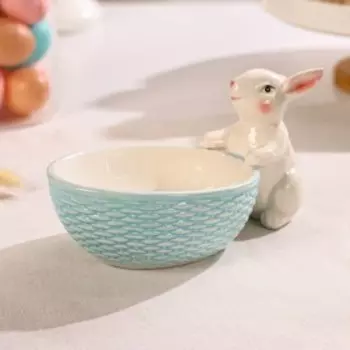 Конфетница Доляна «Зайка», 240 мл, 21.512.511.5 см, доломит, голубая