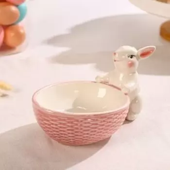 Конфетница Доляна «Зайка», 240 мл, 21.512.511.5 см, доломит, розовая