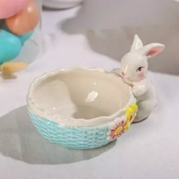 Конфетница Доляна «Зайка», 250 мл, доломит, голубая