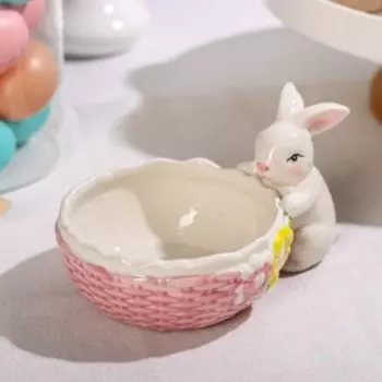 Конфетница Доляна «Зайка», 250 мл, доломит, розовая