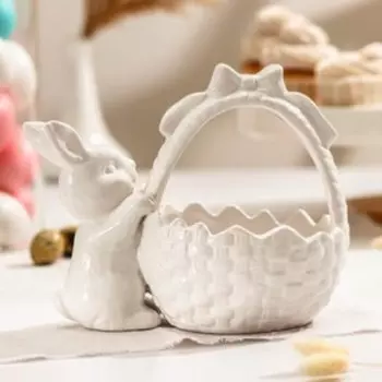 Конфетница Доляна «Зайка», 450 мл, 201316.3 см, доломит, белая