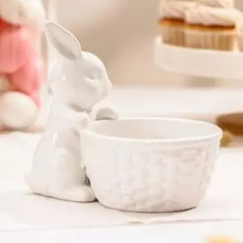 Конфетница Доляна «Зайка», 500 мл, 18.513.316.5 см, доломит, белая