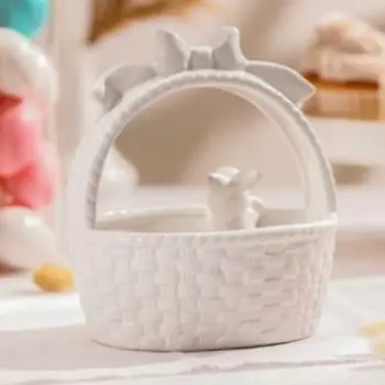 Конфетница Доляна «Зайка», 650 мл, 1714.518.5 см, доломит, белая