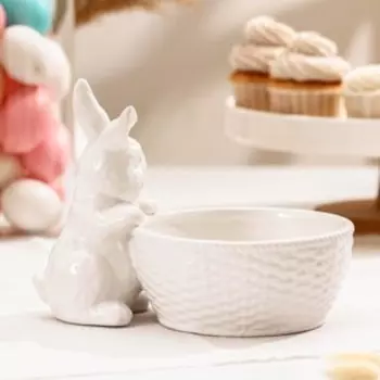 Конфетница Доляна «Зайка», 650 мл, 21.515.516.5 см, доломит, белая