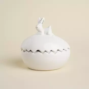 Конфетница SL Home «Пасхальные кролики», 470 мл, 15.51216 см, керамика, белая