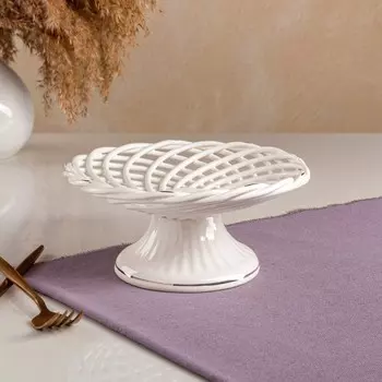 Конфетница "Кнопка на ножке", белая, керамика