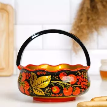 Конфетница «Корзинка», 14×14×15 см, хохлома