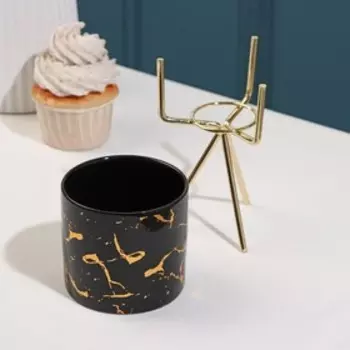 Конфетница керамическая «Марбл», 220 мл, 8,514 см, цвет чёрный