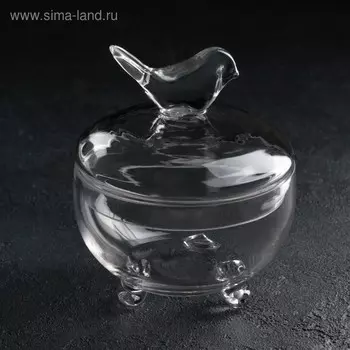 Конфетница стеклянная на ножках «Синичка», 12×14 см