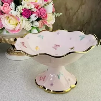 Конфетница на ножке Lenardi «Бабочки», d=24 см