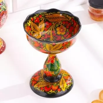 Конфетница резная 15х20 см, хохлома