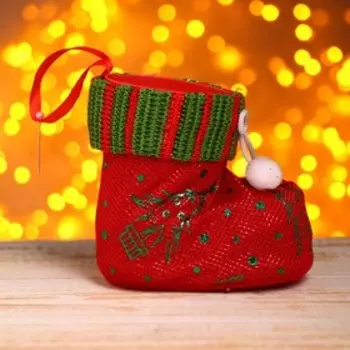 Конфетница «Сапожок», с помпонами