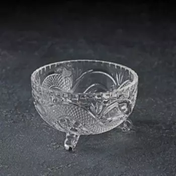 Конфетница Доляна «Венеция», 200 мл, 106 см, на ножках, стекло, прозрачная