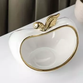 Конфетница «Яблоко», 15×15×16,5 см, цвет белый