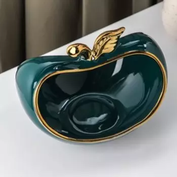 Конфетница «Яблоко», 15×15×16,5 см, цвет зелёный