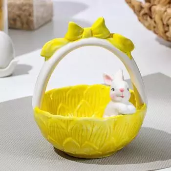 Конфетница «Зайка», 12,5×12×15 см, цвет жёлтый