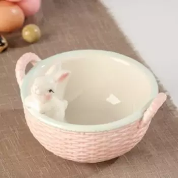 Конфетница «Зайка», 800 мл, 19.516.512.5 см, доломит, розовая