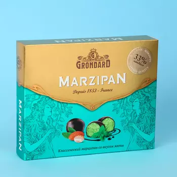 Конфеты подарочные новогодние глазированные марципановые, мятные, 126 г