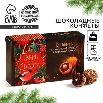 Шоколадные конфеты в коробке «Верь в чудеса», 100 г