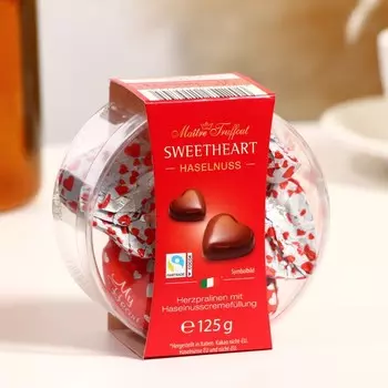 Конфеты Сердце с начинкой из орехового крема, 125 г