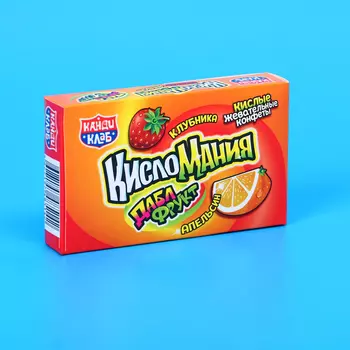 Конфеты жевательные "Кисломания дабл фрукт" апельсин и клубника, 14 г