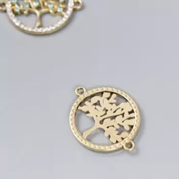 Коннектор для творчества металл 2 ушка «Дерево в круге», стразы, 2.41.9 см