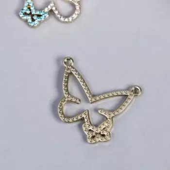 Коннектор для творчества металл 2 ушка "Две бабочки" стразы 2,4х2,7 см