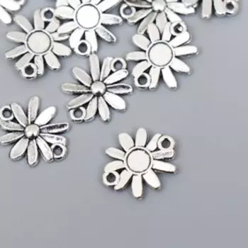Коннектор для творчества металл 2 ушка "Ромашка" серебро 5415 1,2х1,5 см