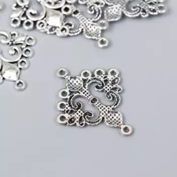 Коннектор для творчества металл 2 ушка "Вензель" серебро G216B432 3,6х3,3 см