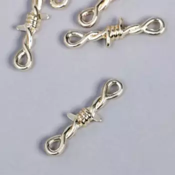 Коннектор для творчества металл 2 ушка "Верёвка" золото 0,3х3,3 см