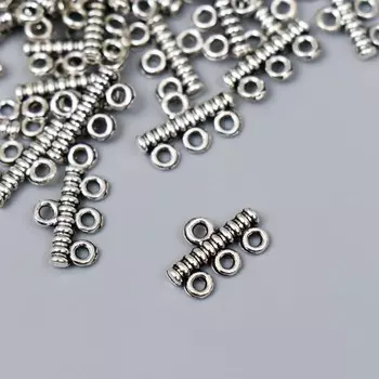 Коннектор для творчества металл 4 ушка "Резьба" серебро G060B851 набор 36 шт 0,9х1,4 см