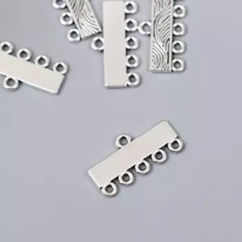 Коннектор для творчества металл 6 ушек "Зыбучие пески" серебро G097B776 1х2,1 см