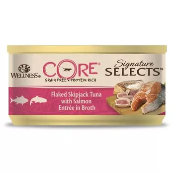 Консервы CORE SIGNATURE SELECTS для кошек, тунец/лосось, кусочки в бульоне, 79 г